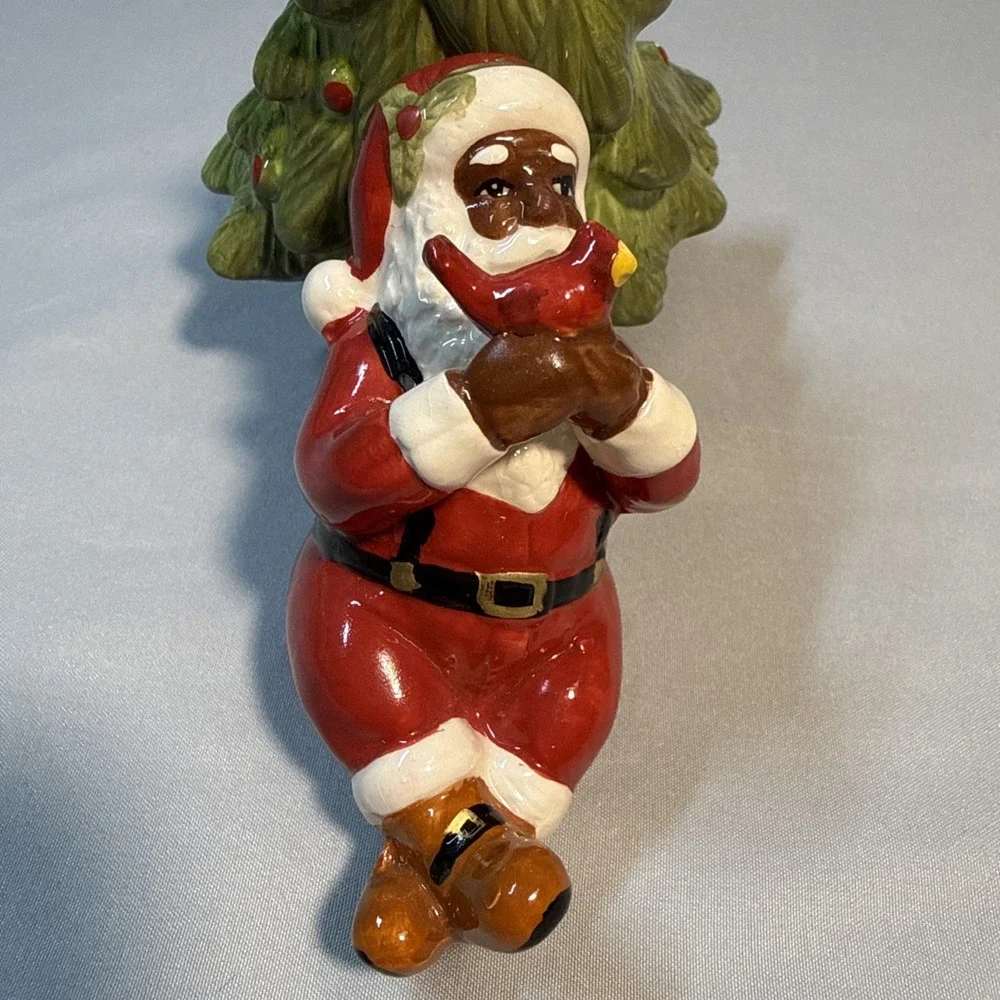 Vintage Cracker Barrel Season of Peace Black Santa Salt Pepper Shaker Christmas